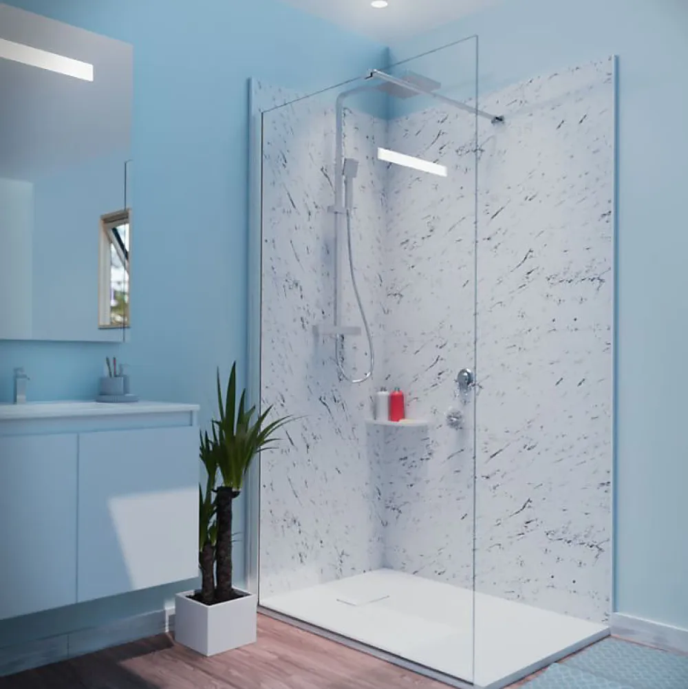Paroi De Douche|Cuisibane Paroi de douche 110x200 cm fixe CALYPSO - Verre 8 mm anticalcaire