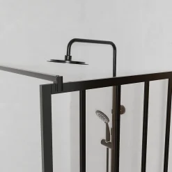 Aurlane Paroi de douche 80x200 cm type Verriere - Verre trempe et Structure aluminium noir mat - GLASSY