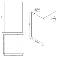 Paroi De Douche|Essebagno Paroi de douche 120x200 cm verre anticalcaire 6mm avec barre de fixation en aluminium Cuivre Brossé