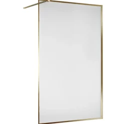 Paroi De Douche|Essebagno Paroi de douche 120x200 cm verre anticalcaire 6mm avec barre de fixation et cadre complet en aluminium Or Brossé Square