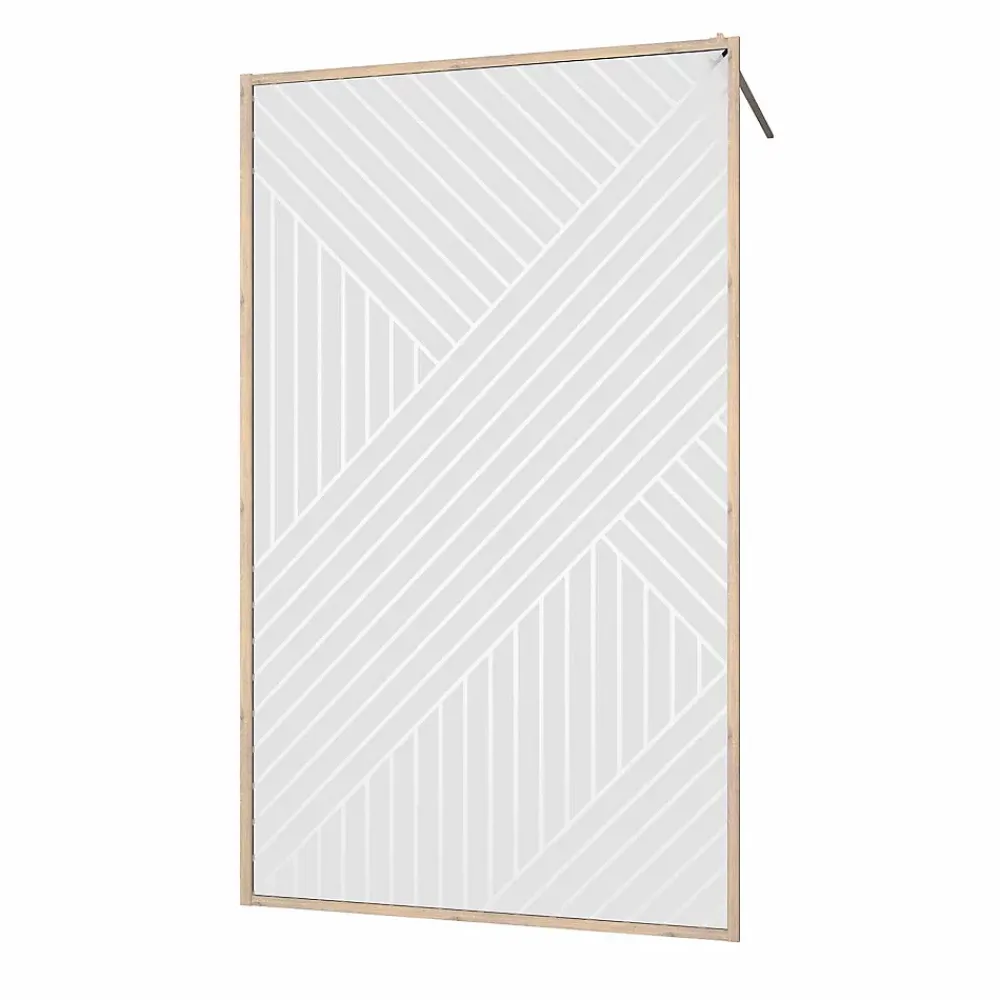 Aurlane Paroi de douche 120x200 HINATA - Style Japandi Geometrique - Cadre Effet Bois - Verre 6mm