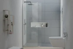 Paroi de douche 195x140cm en verre claire 8mm, Cabine de douche porte coulissante - NT101