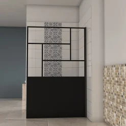 Paroi De Douche| Paroi de douche 120x200cm -Paroi douche italienne Noir mat-style industriel -8mm verre,Élégance et intimité assurées