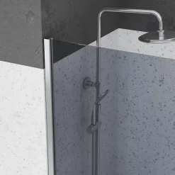 Paroi De Douche|Aurlane Paroi de Douche 140x200cm Verre Fumé 8mm - Barre de Fixation Extensible et Profil Chrome