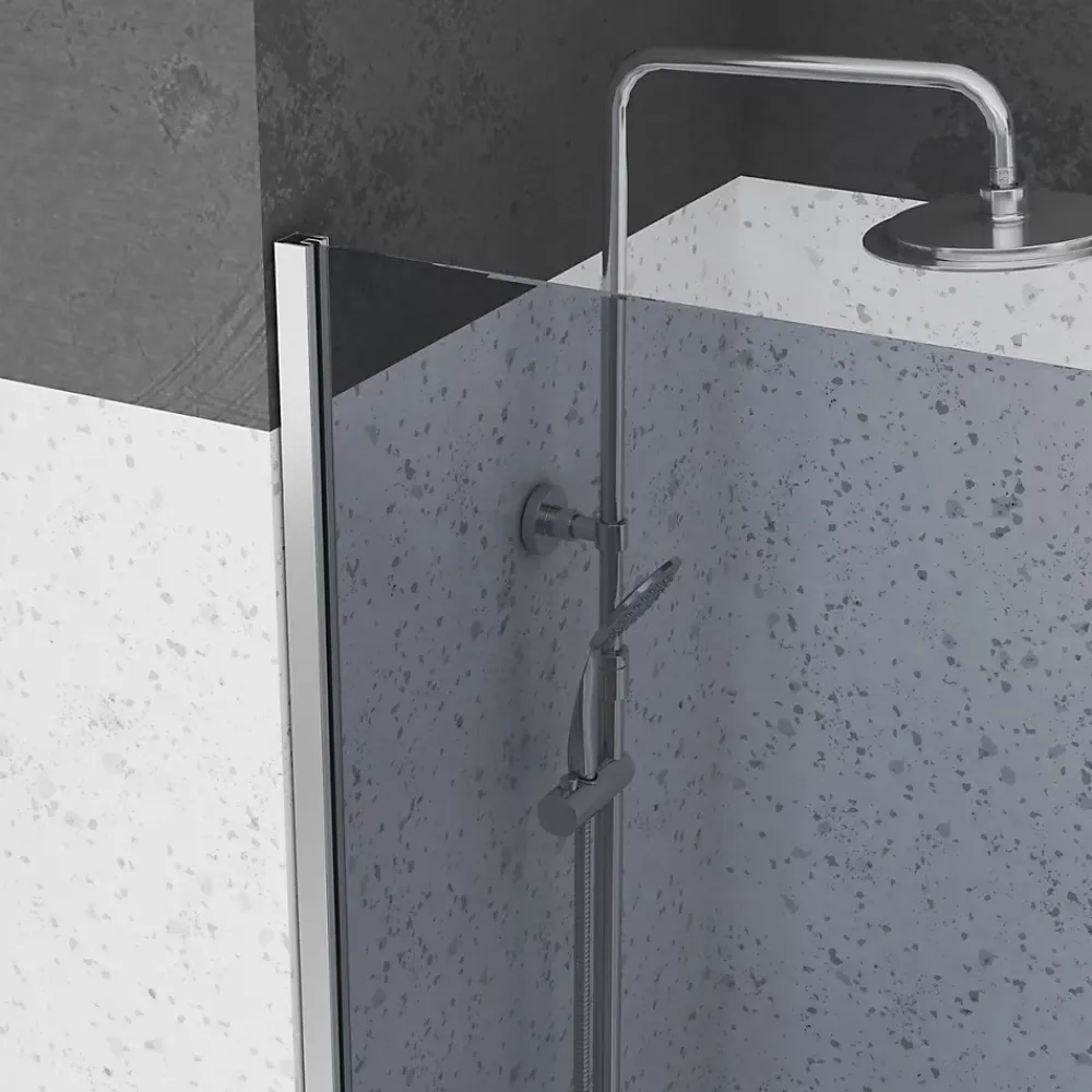 Paroi De Douche|Aurlane Paroi de Douche 120x200cm Verre Fumé 8mm - Barre de Fixation Extensible et Profil Chrome