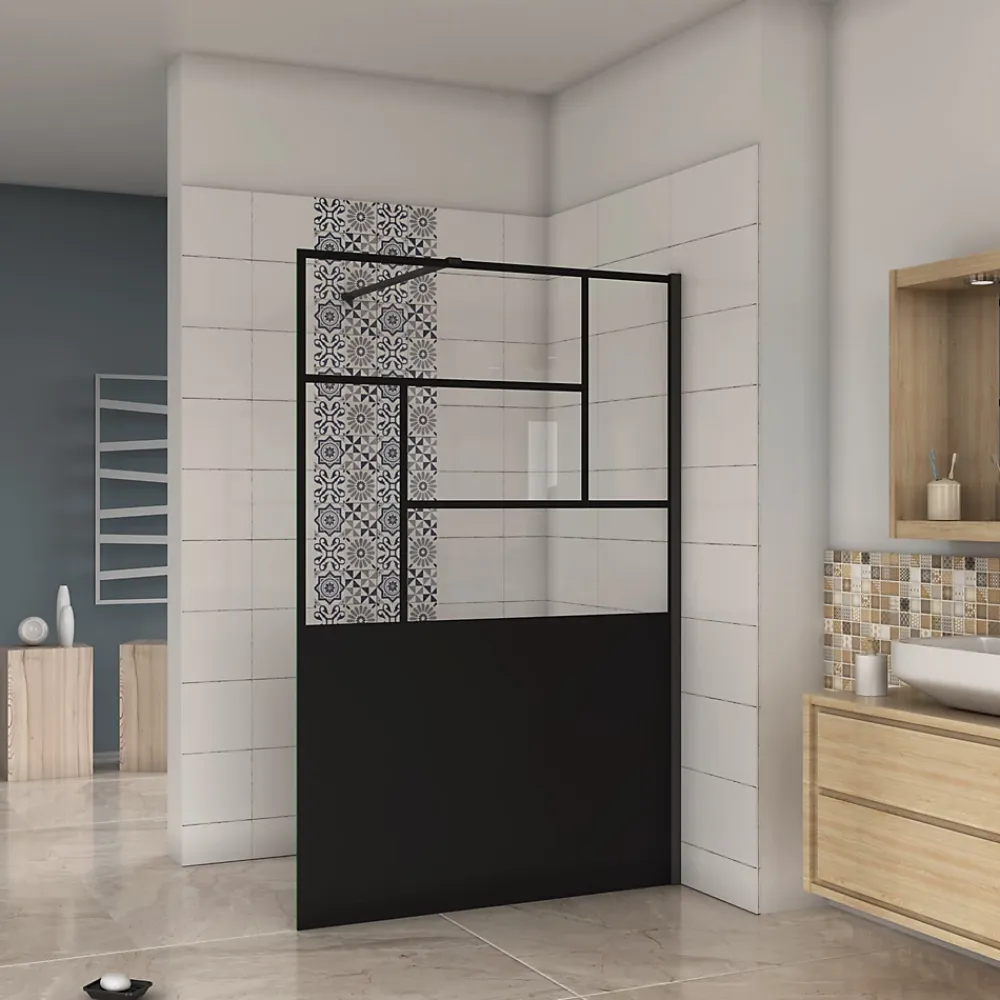 Paroi De Douche| paroi de douche 120x200cm,avec une barre de fixation 90cm,en 8mm verre anticalcaire,Paroi douche italienne,Conception et intimité
