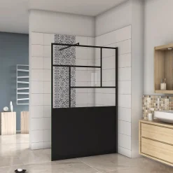 paroi de douche 90x200cm,Paroi douche italienne industrielle,avec une barre de fixation extensible ronde,Conception et intimité