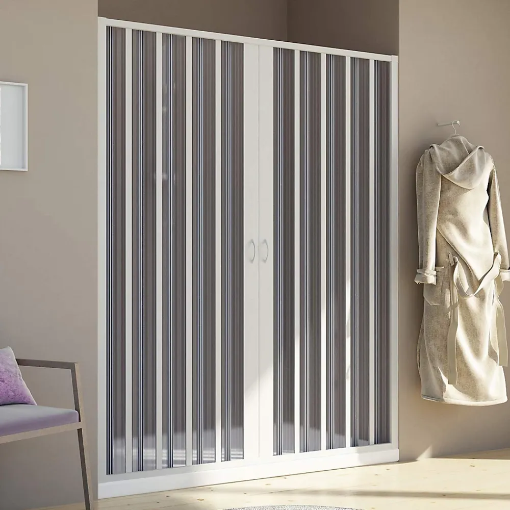 Porte De Douche|Forte Paroi douche 160 CM H185 en Plastique pvc modèle Aura avec l'ouverture centrale