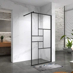 Paroi De Douche| Paroi douche Italienne INEA noir 100 x 200 cm verre sérigraphié 8mm, atelier, transparent - Saniverre