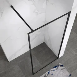 Paroi De Douche| Paroi douche Italienne LUCIA noir 90 x 200 cm, verre 8mm, transparent anticalcaire - Saniverre