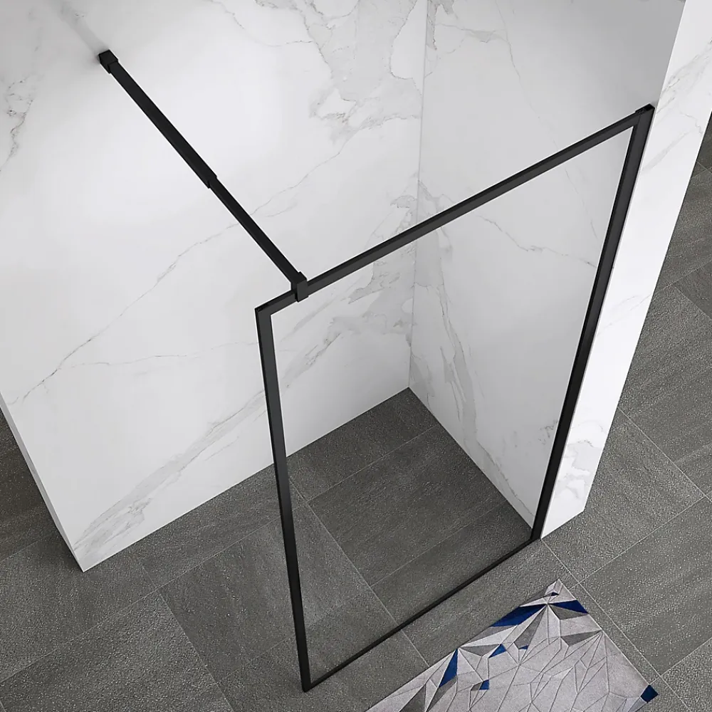 Paroi De Douche| Paroi douche Italienne LUCIA noir 90 x 200 cm, verre 8mm, transparent anticalcaire - Saniverre