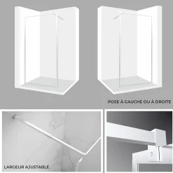 Paroi De Douche| Paroi douche Italienne LUCIA 140 x 200 cm, verre 8mm, transparent, anticalcaire - Saniverre