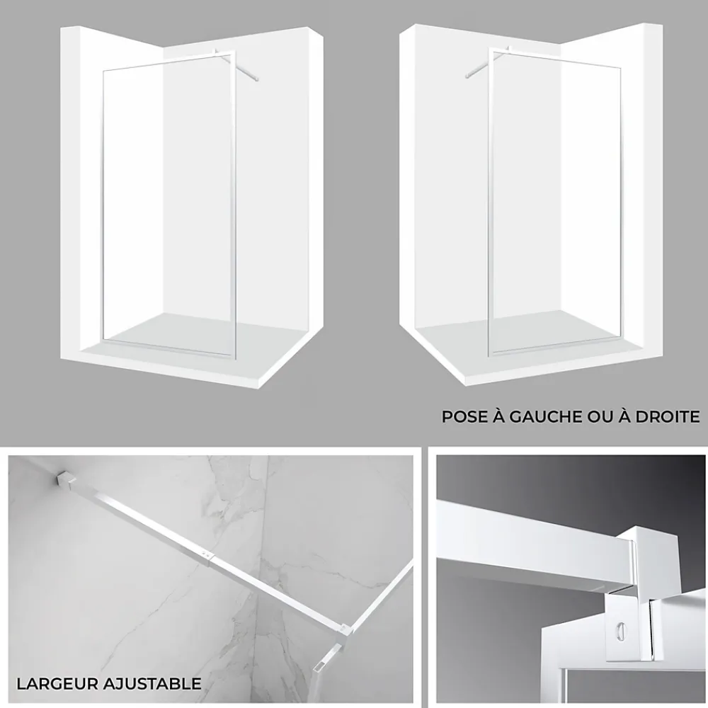 Paroi De Douche| Paroi douche Italienne LUCIA 140 x 200 cm, verre 8mm, transparent, anticalcaire - Saniverre