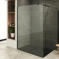 Paroi douche Italienne ROMA-BLACK 160 x 200 cm verre 10 mm transparent, noir, Saniverre