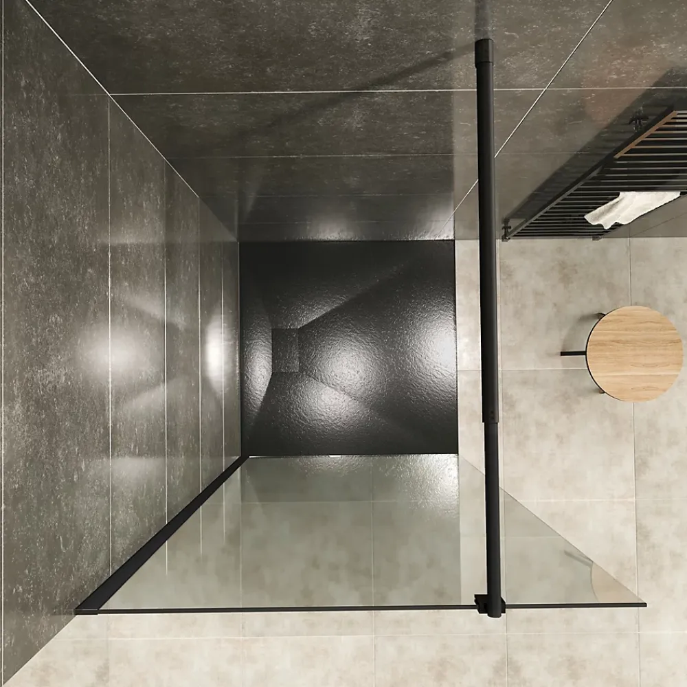 Paroi De Douche| Paroi douche Italienne ROMA-BLACK 120 x 200 cm verre 10 mm transparent, noir, Saniverre
