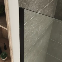Paroi De Douche| Paroi douche Italienne ROMA-BLACK 120 x 200 cm verre 10 mm transparent, noir, Saniverre