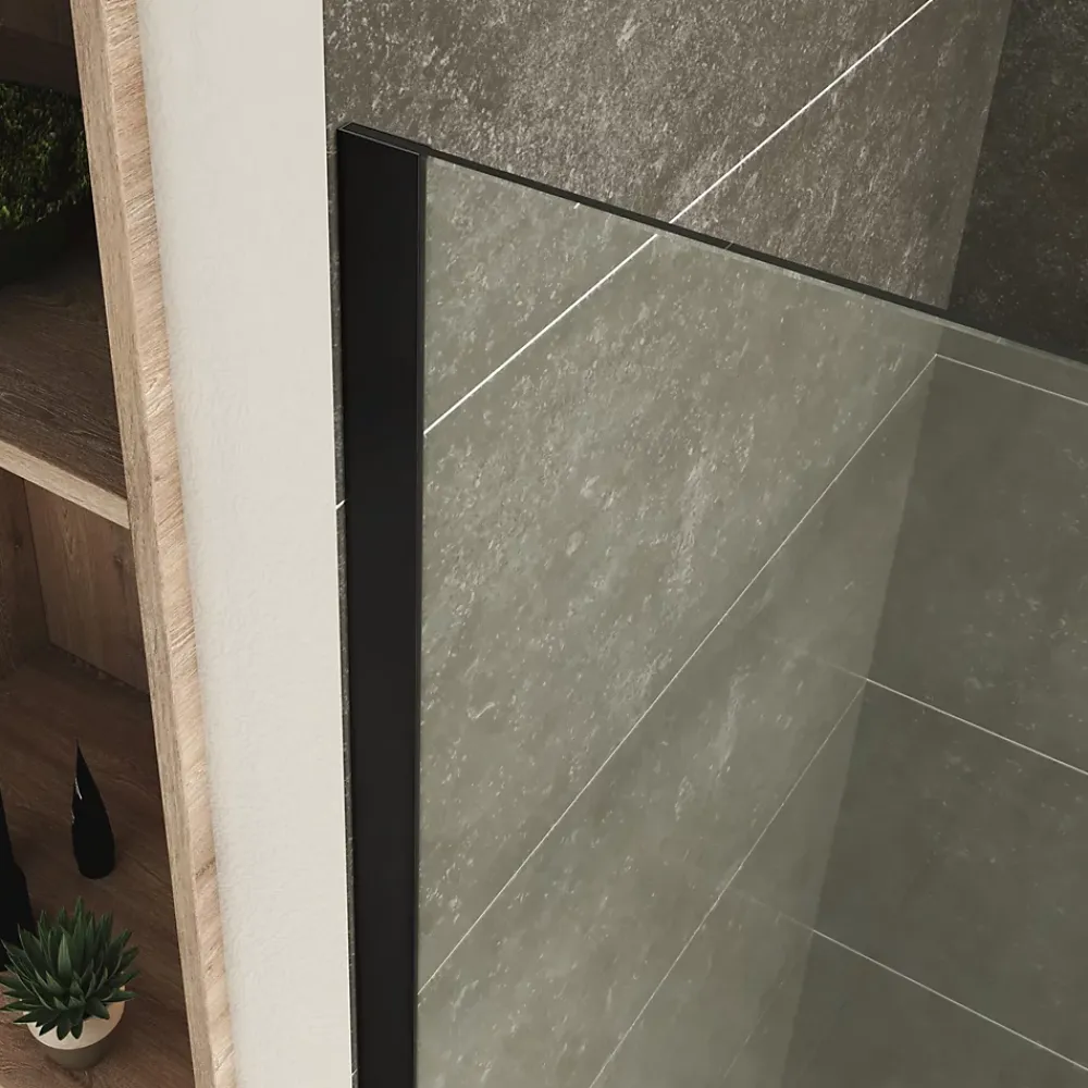 Paroi De Douche| Paroi douche Italienne ROMA-BLACK 120 x 200 cm verre 10 mm transparent, noir, Saniverre