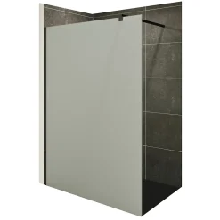 Paroi douche Italienne ROMA-BLACK 130 x 200 cm verre 10 mm opaque, noir, Saniverre