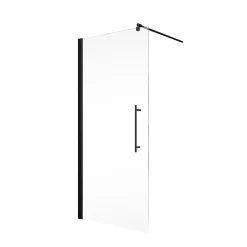 Paroi De Douche| Paroi latérale fixe pour porte de douche pivotante l.90xH.190cm, verre transparent anticalcaire 5mm, profilé noir, Schulte NewStyle