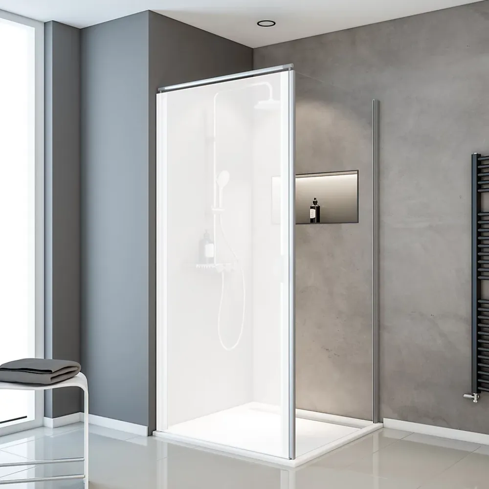 Schulte Paroi latérale fixe pour porte de douche pivotante I.80xH.180cm, verre transparent 5mm, profilé alu-argenté, Sunny