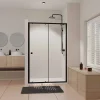 Porte De Douche|Aurlane Paroi porte de douche Coulissante Noir 120x185cm - Extensible de 112.5 à 126.5 cm - BLACK SLIDE 120