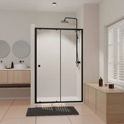 Porte De Douche|Aurlane Paroi porte de douche Coulissante Noir 120x185cm - Extensible de 112.5 à 126.5 cm - BLACK SLIDE 120
