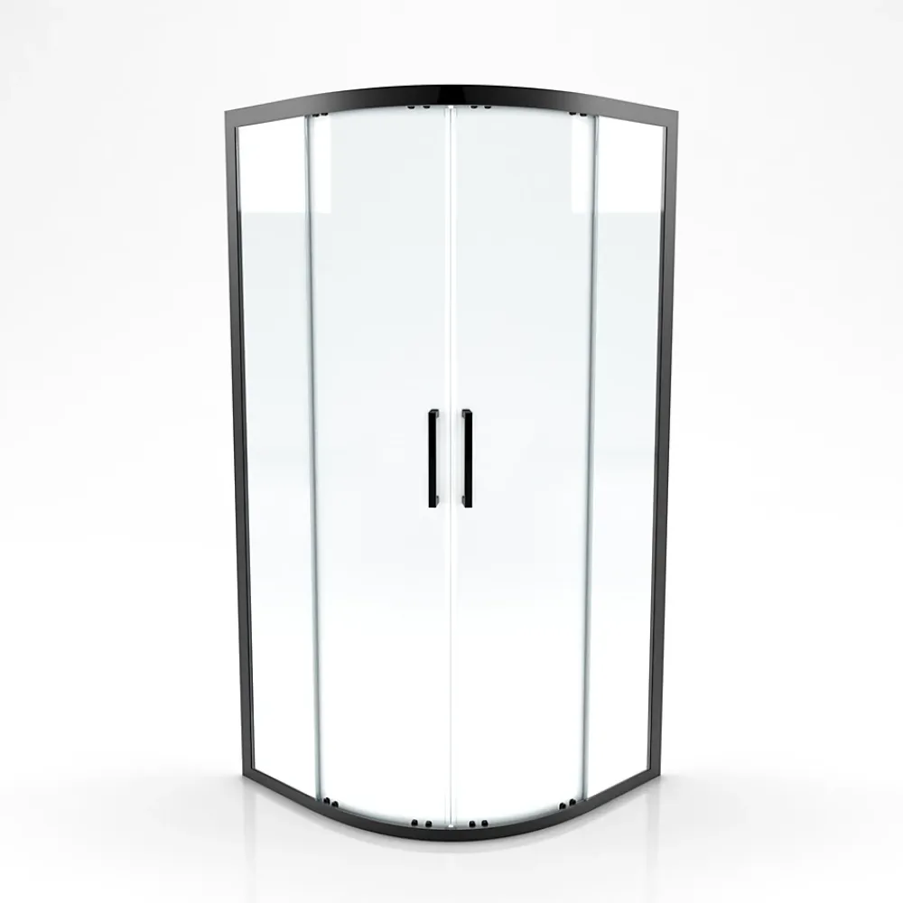 Porte De Douche|Aurlane Paroi porte de douche quart de cercle 90x90x200cm - PROFILE NOIR MAT - verre trempé 6mm