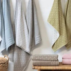Serviette De Bain|Linnea Parure de bain 7 pièces collection EFFICIENT DOTS gris lunar