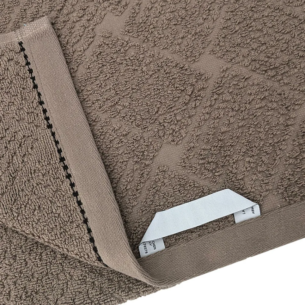 Serviette De Bain|Linnea Parure de bain 7 pièces collection OSAKA motif fleurs pur coton marron