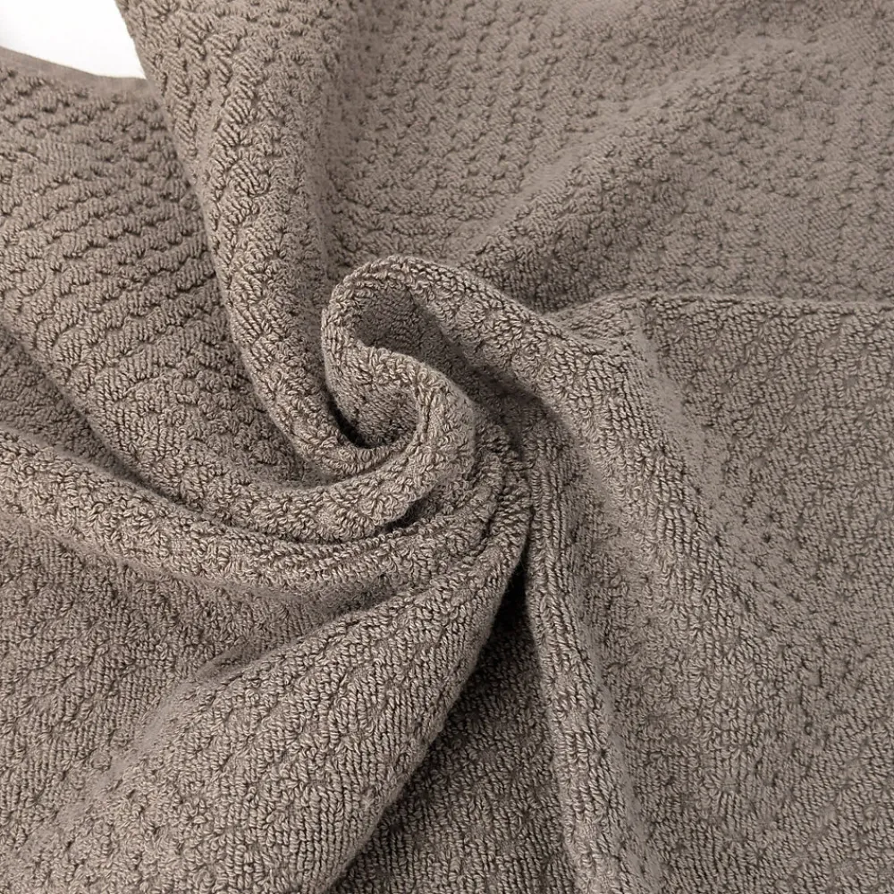 Serviette De Bain|Linnea Parure de bain 7 pièces collection OSAKA motif fleurs pur coton marron