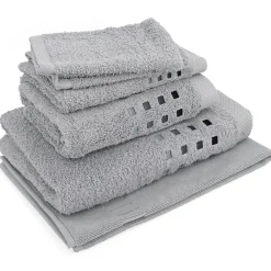 Serviette De Bain|Linnea Parure de bain 6 pièces PURE SQUARES Argent 550g/m2