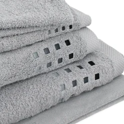 Serviette De Bain|Linnea Parure de bain 6 pièces PURE SQUARES Argent 550g/m2