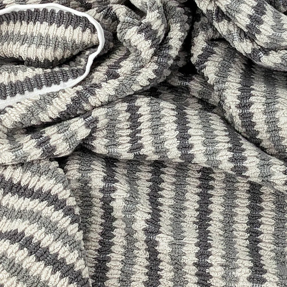Linnea Parure de bain à rayures pur coton collection BREEZE 4 pièces gris