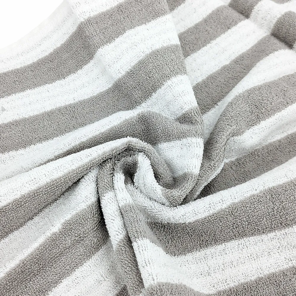 Serviette De Bain|Linnea Parure de bain coton collection EFFICIENCE STRIPES 7 pièces gris lunar