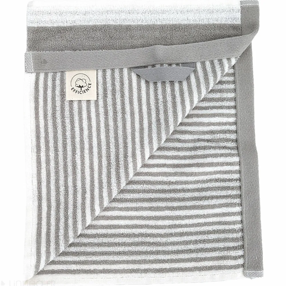Serviette De Bain|Linnea Parure de bain coton collection EFFICIENCE STRIPES 7 pièces gris lunar