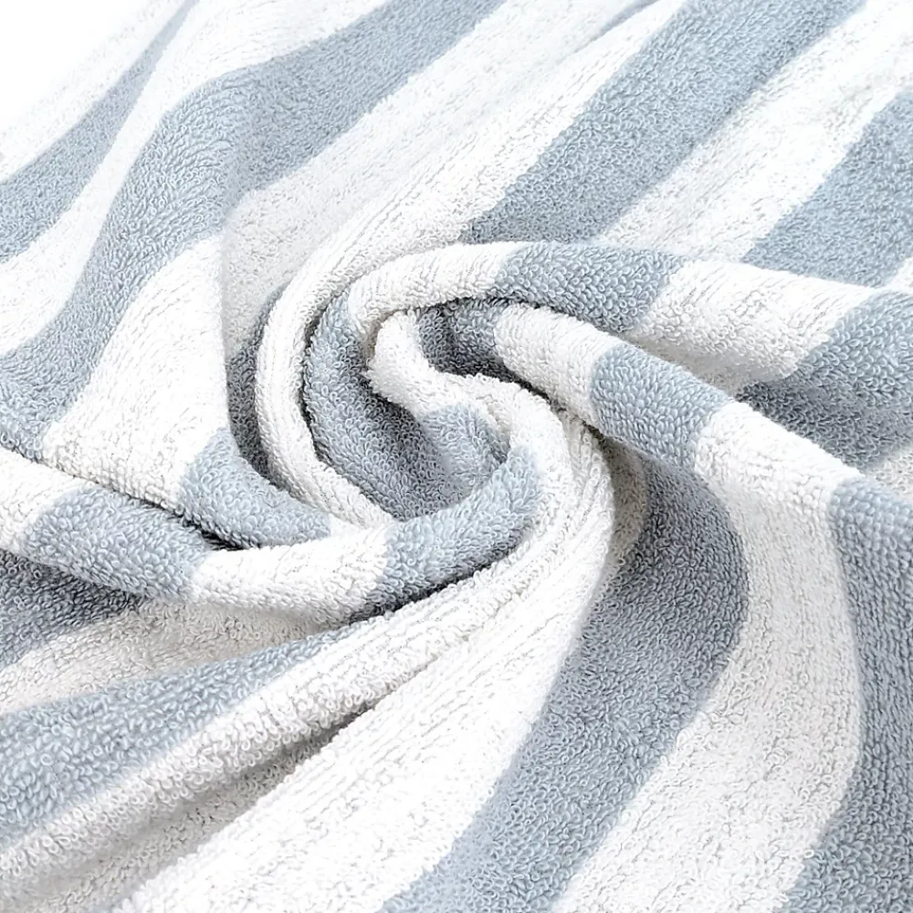 Serviette De Bain|Linnea Parure de bain coton collection EFFICIENCE STRIPES 7 pièces bleu capri
