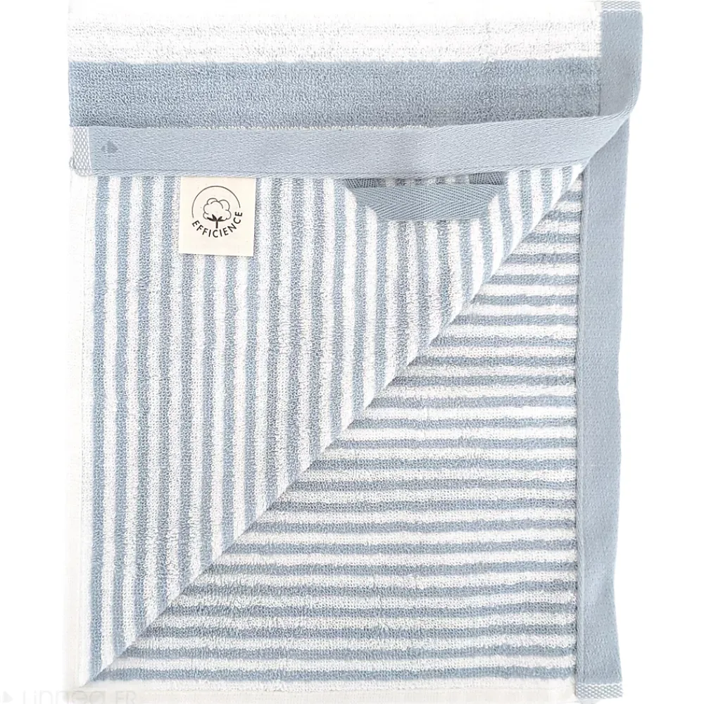 Serviette De Bain|Linnea Parure de bain coton collection EFFICIENCE STRIPES 7 pièces bleu capri