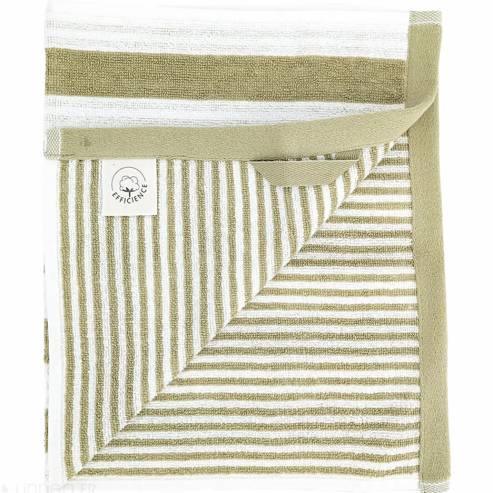 Serviette De Bain|Linnea Parure de bain coton collection EFFICIENCE STRIPES 7 pièces vert olive