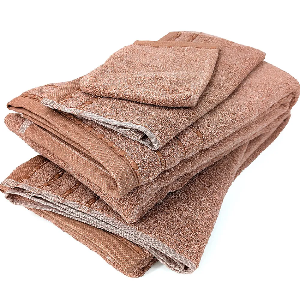 Serviette De Bain|Linnea Parure de bain coton 500g/m² 6 pièces VIVID marron Terre-cuite