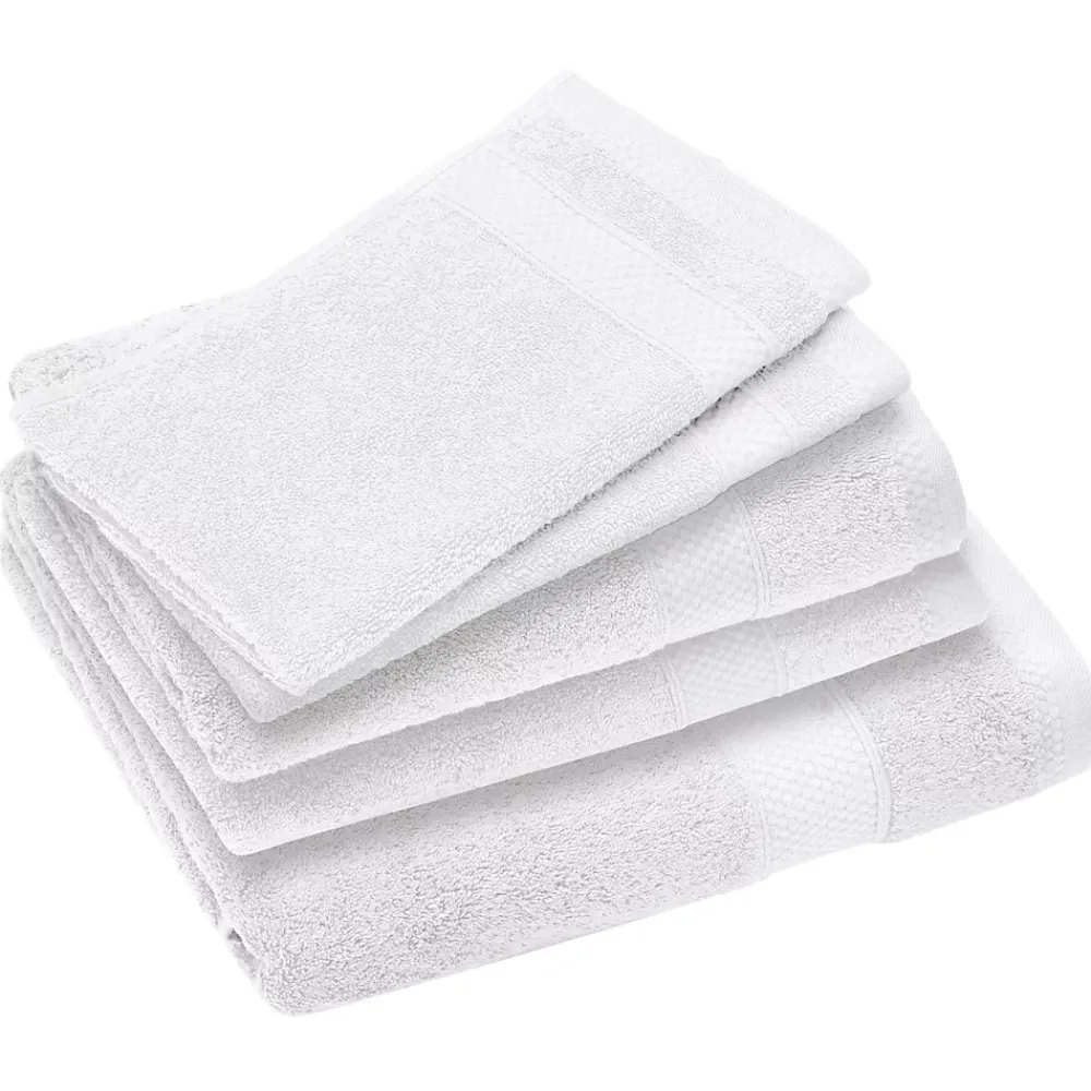 Linnea Parure de bain coton 550g/m2 collection NAÏA par lot de 5 Blanc