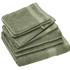 Linnea Parure de bain coton 550g/m2 NAÏA par lot de 7 vert Olive