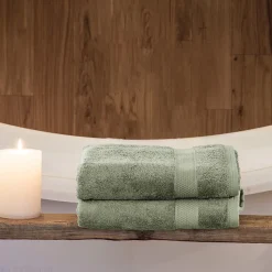 Linnea Parure de bain coton 550g/m2 NAÏA par lot de 7 vert Olive