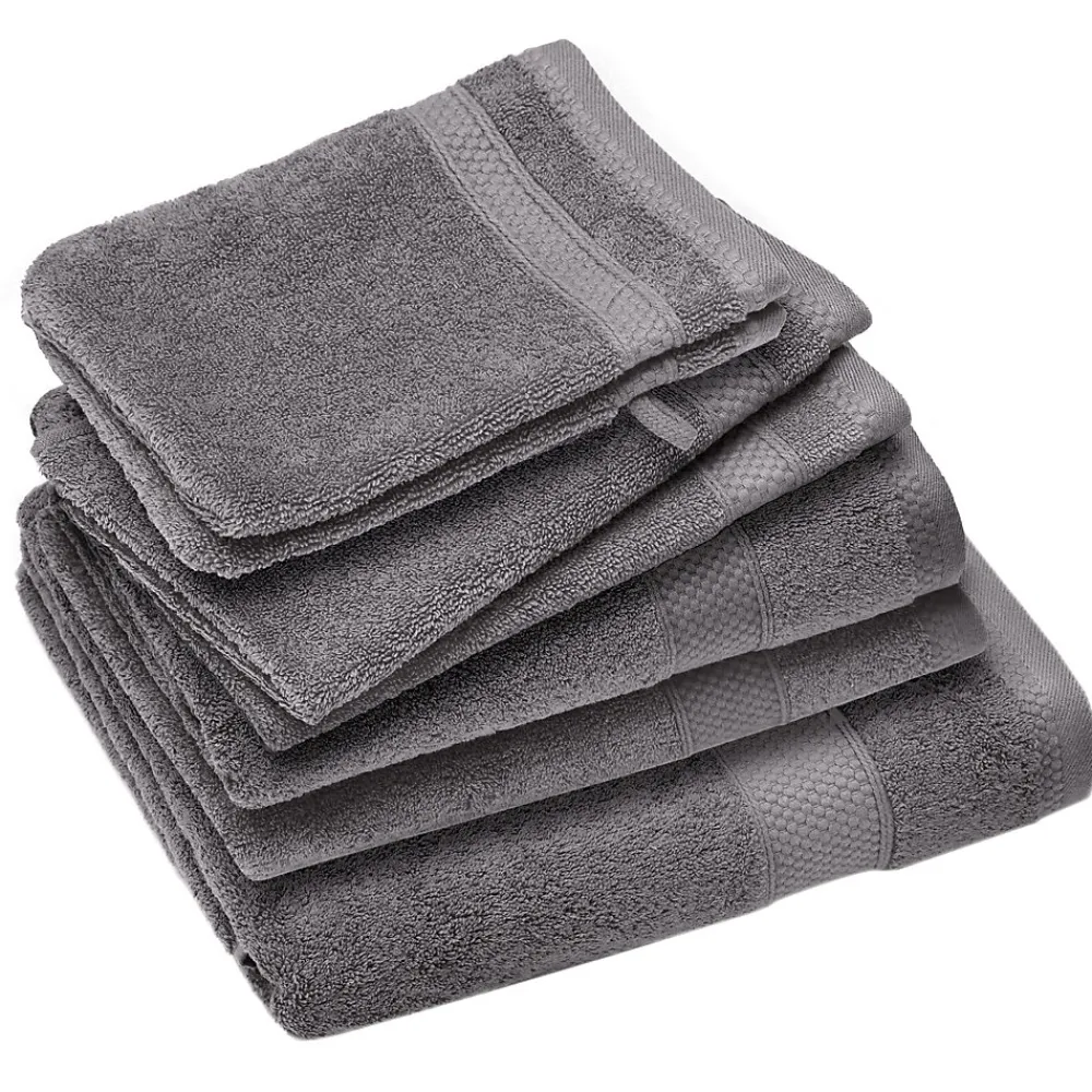 Serviette De Bain|Linnea Parure de bain coton 550g/m2 NAÏA par lot de 7 gris Ardoise