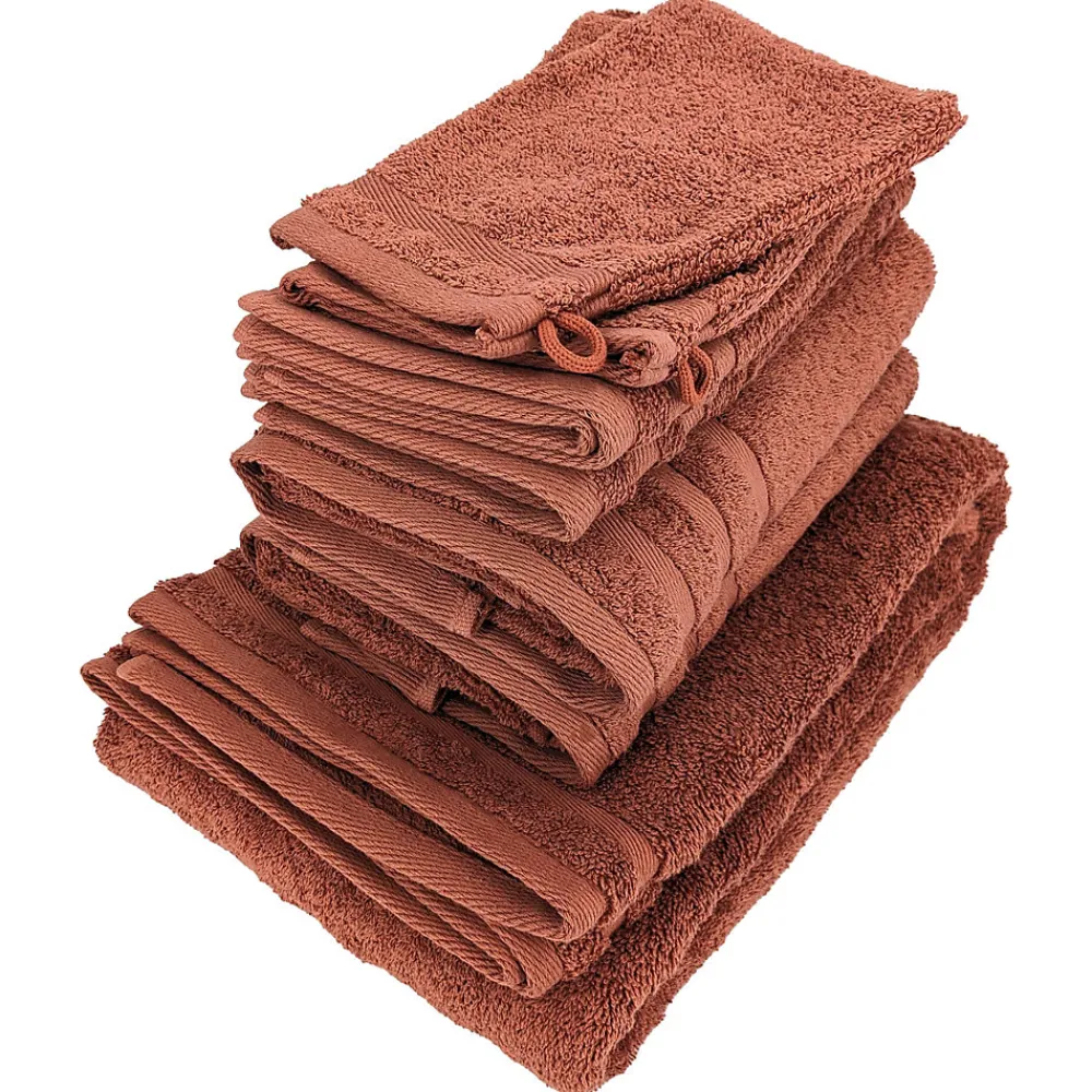 Serviette De Bain|Linnea Parure de bain EFFICIENCE PURE rouge Country 7 pièces
