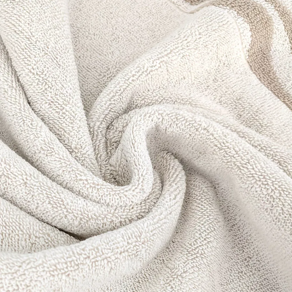 Serviette De Bain|Linnea Parure de bain par 4 ZEBRA SOFT uni bord zèbre beige