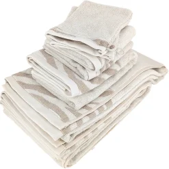 Linnea Parure de bain par 7 ZEBRA SOFT uni bord zèbre beige