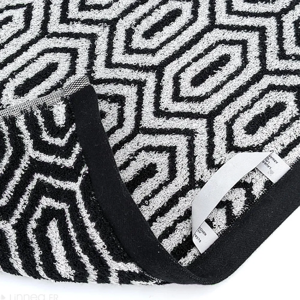 Serviette De Bain|Linnea Parure de bain SYMETRIE coton Alvéoles 7 pièces noir