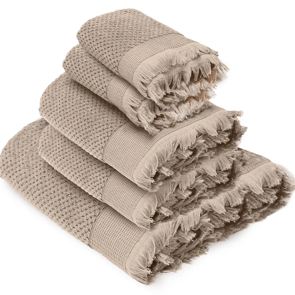Linnea Parure de bain TETHYS 5 pièces micro-coton beige Chanvre