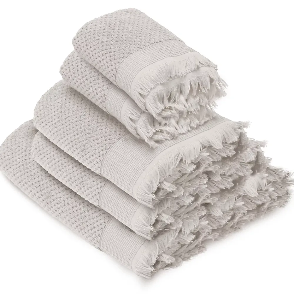 Linnea Parure de bain TETHYS 5 pièces micro-coton blanc Perle
