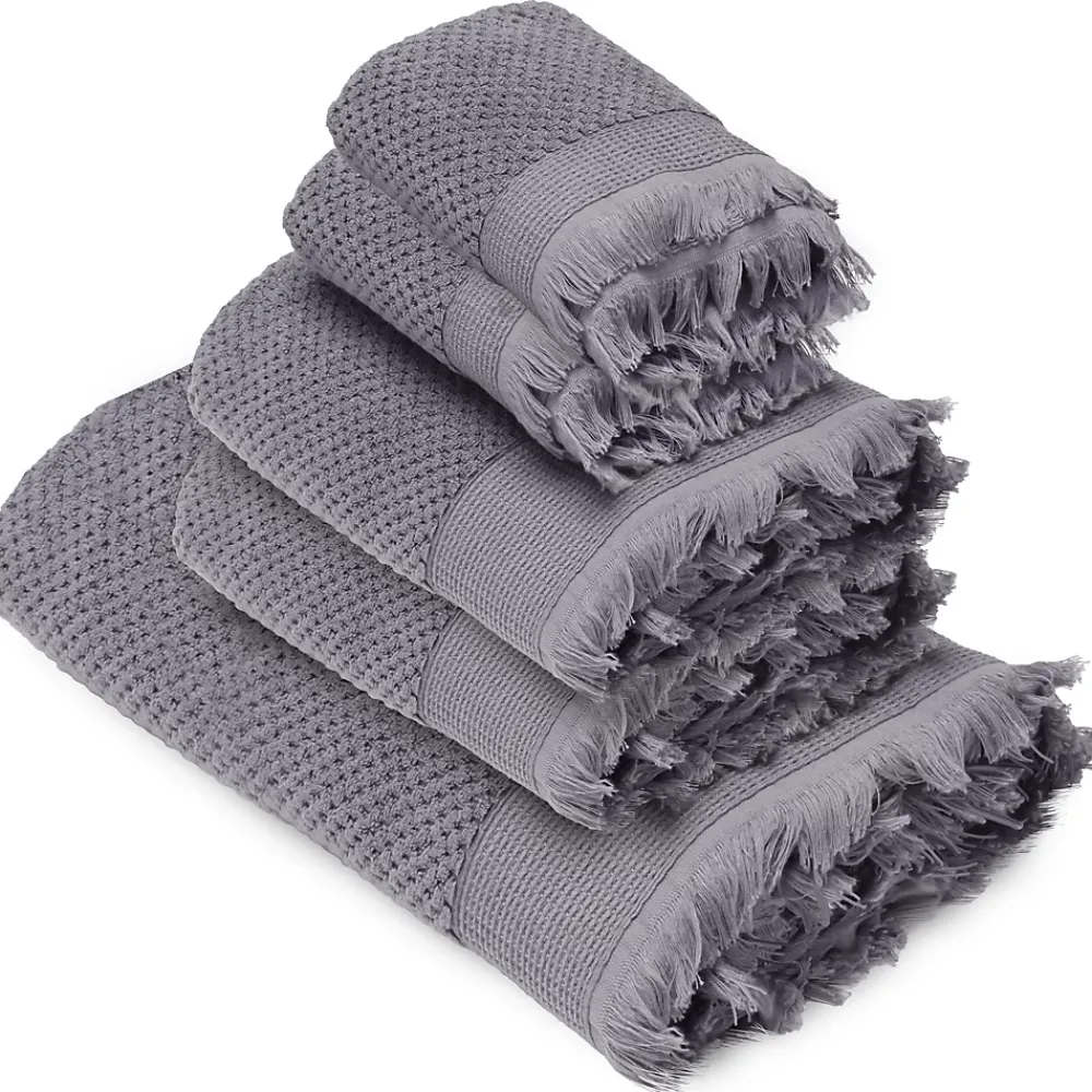Serviette De Bain|Linnea Parure de bain TETHYS 5 pièces micro-coton gris Brume
